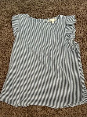 Monteau Blue & White Striped Sleeveless Top